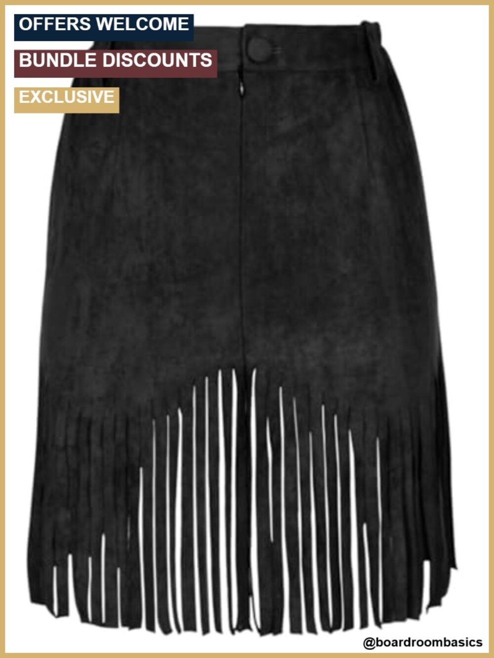 Fringe Mini Skirt Stretch Waist Suede Western Boho Concert